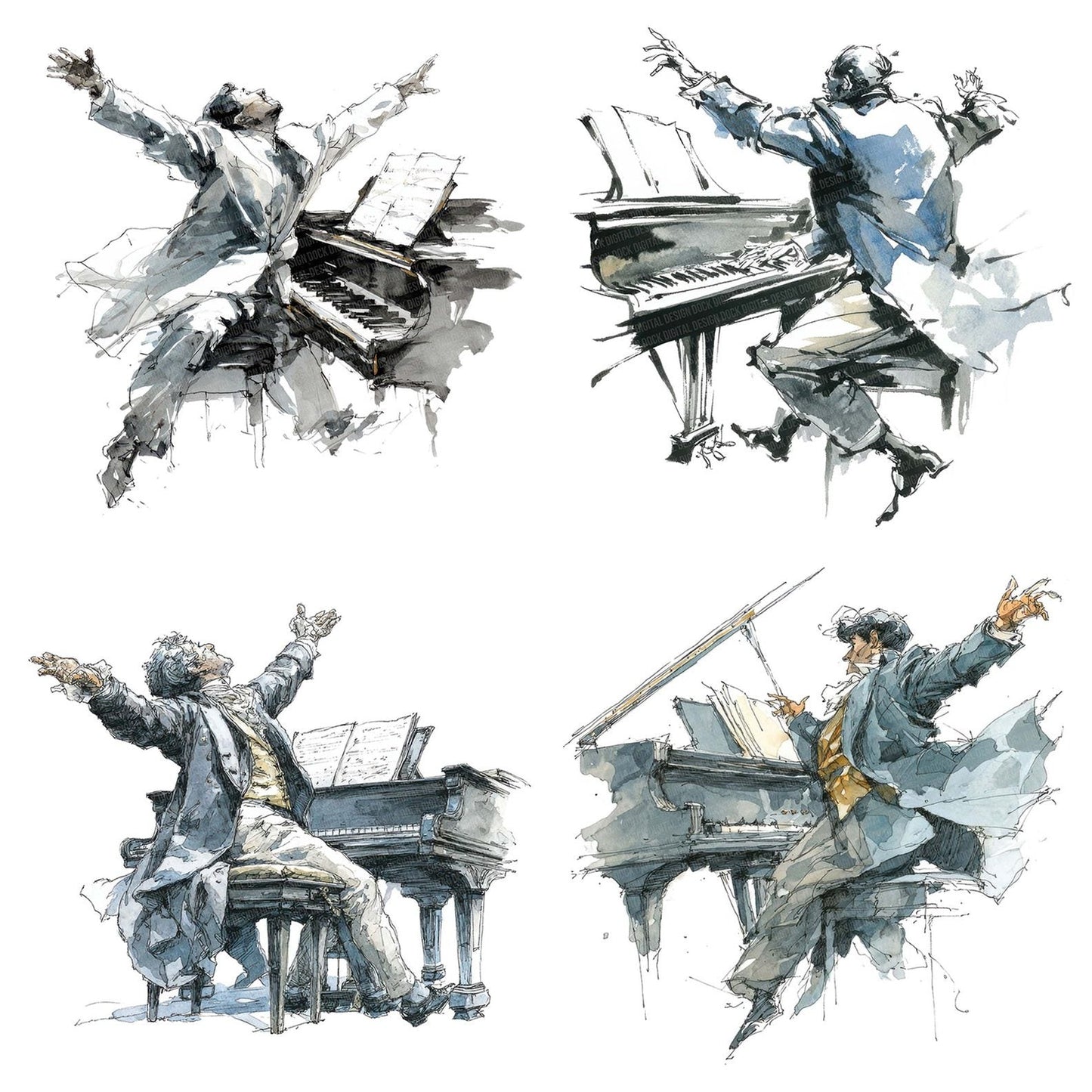 Pianist Performance Clipart Set (DDD006287)