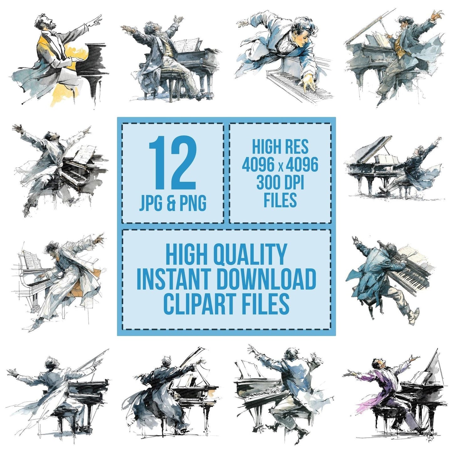 Pianist Performance Clipart Set (DDD006287)