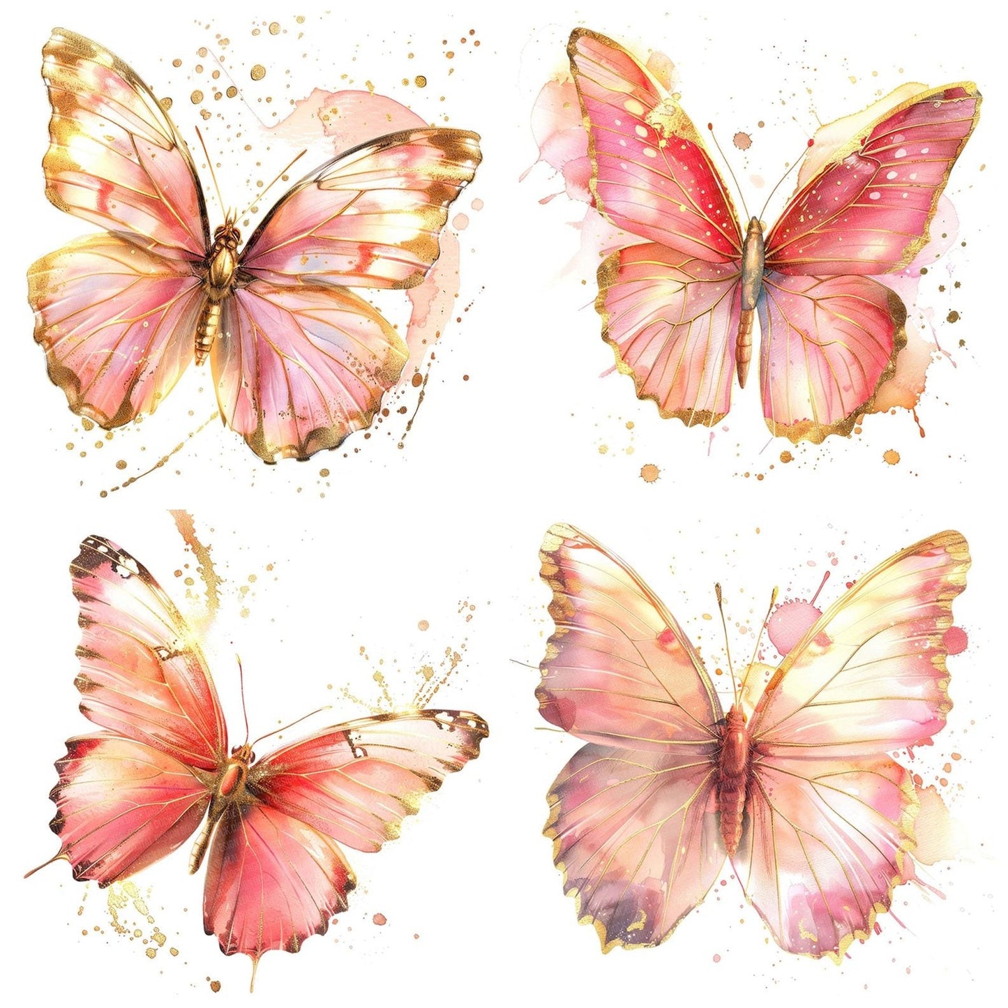 Pink and Gold Butterfly Clipart Set (DDD006299)