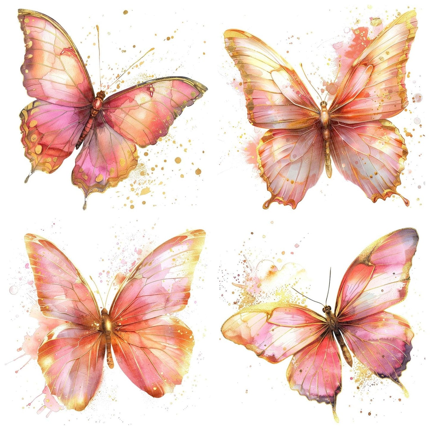 Pink and Gold Butterfly Clipart Set (DDD006299)