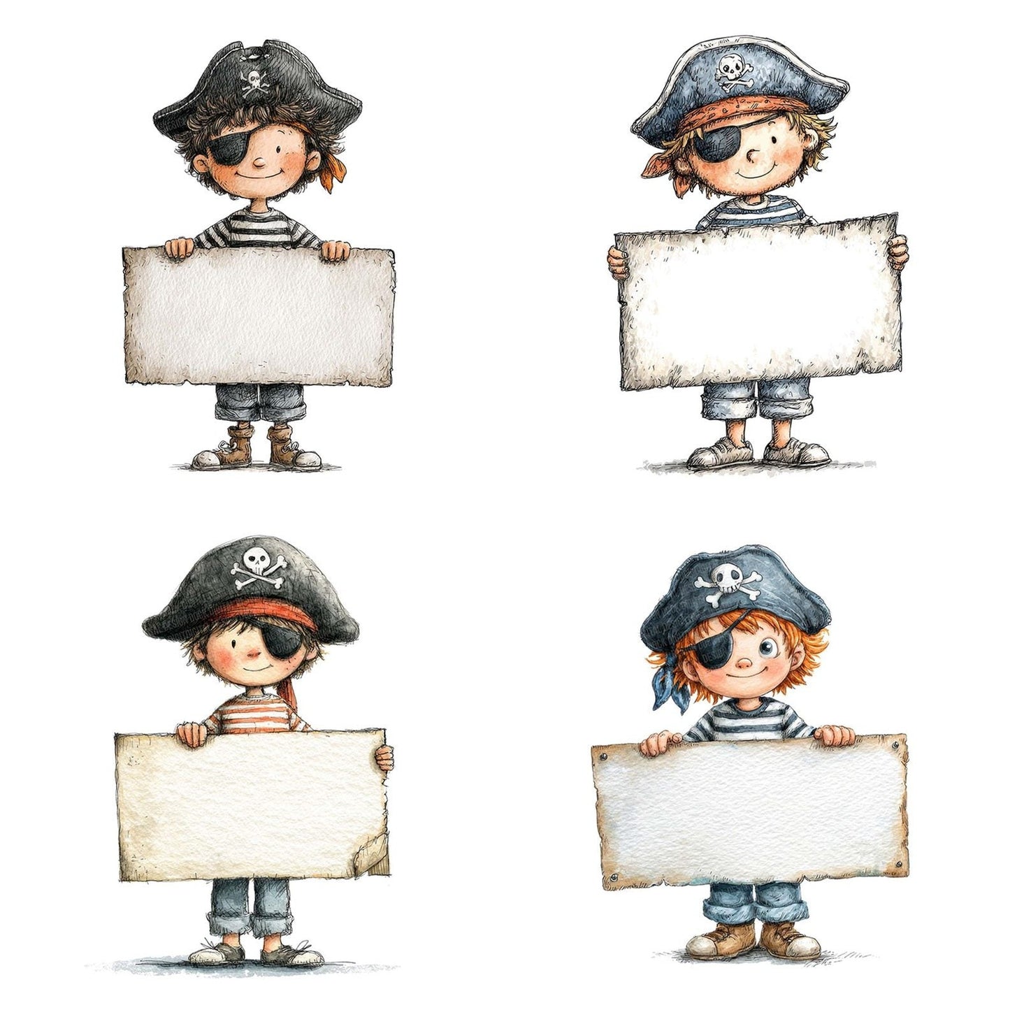Pirate Boy with Banner Clipart Set (DDD006310)