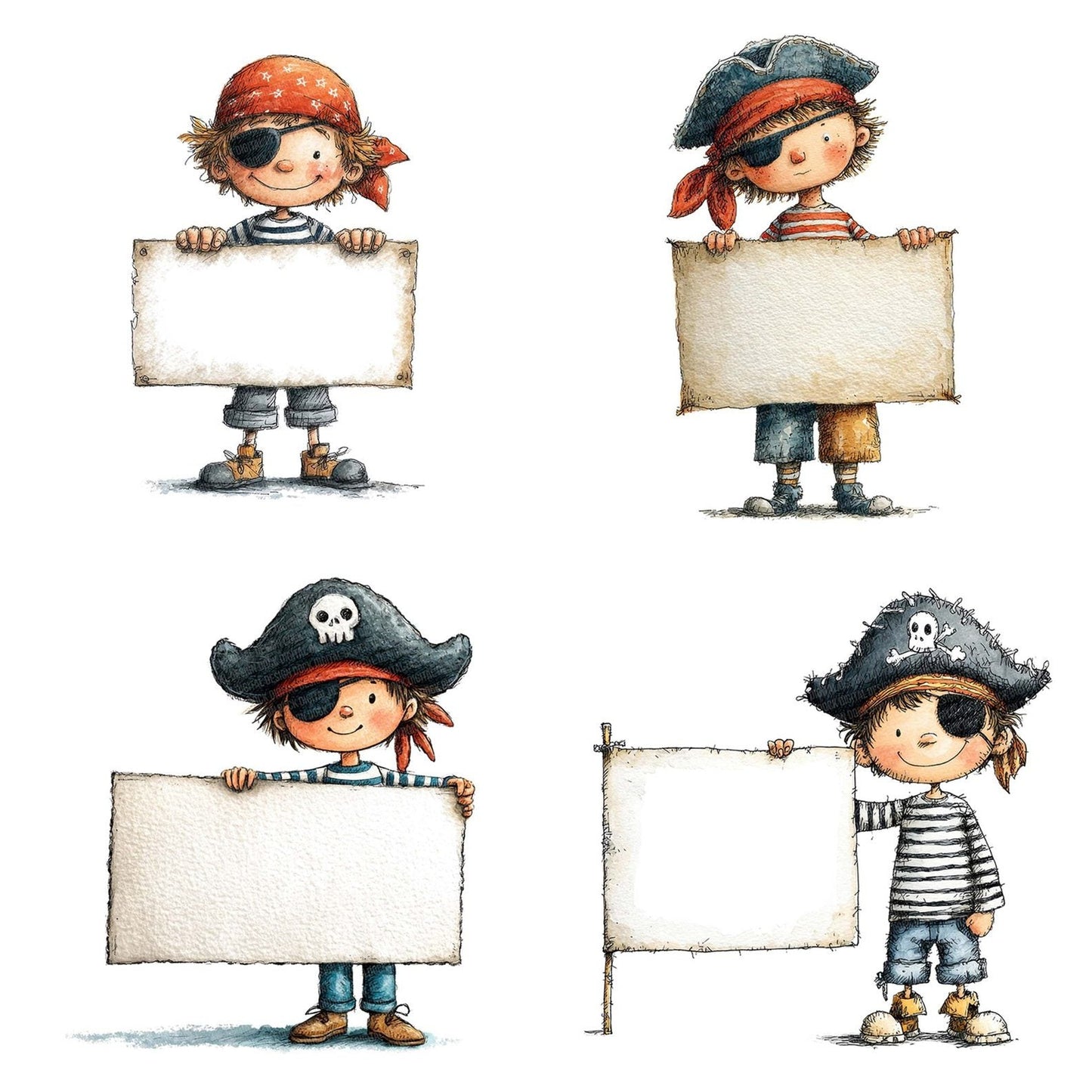 Pirate Boy with Banner Clipart Set (DDD006310)