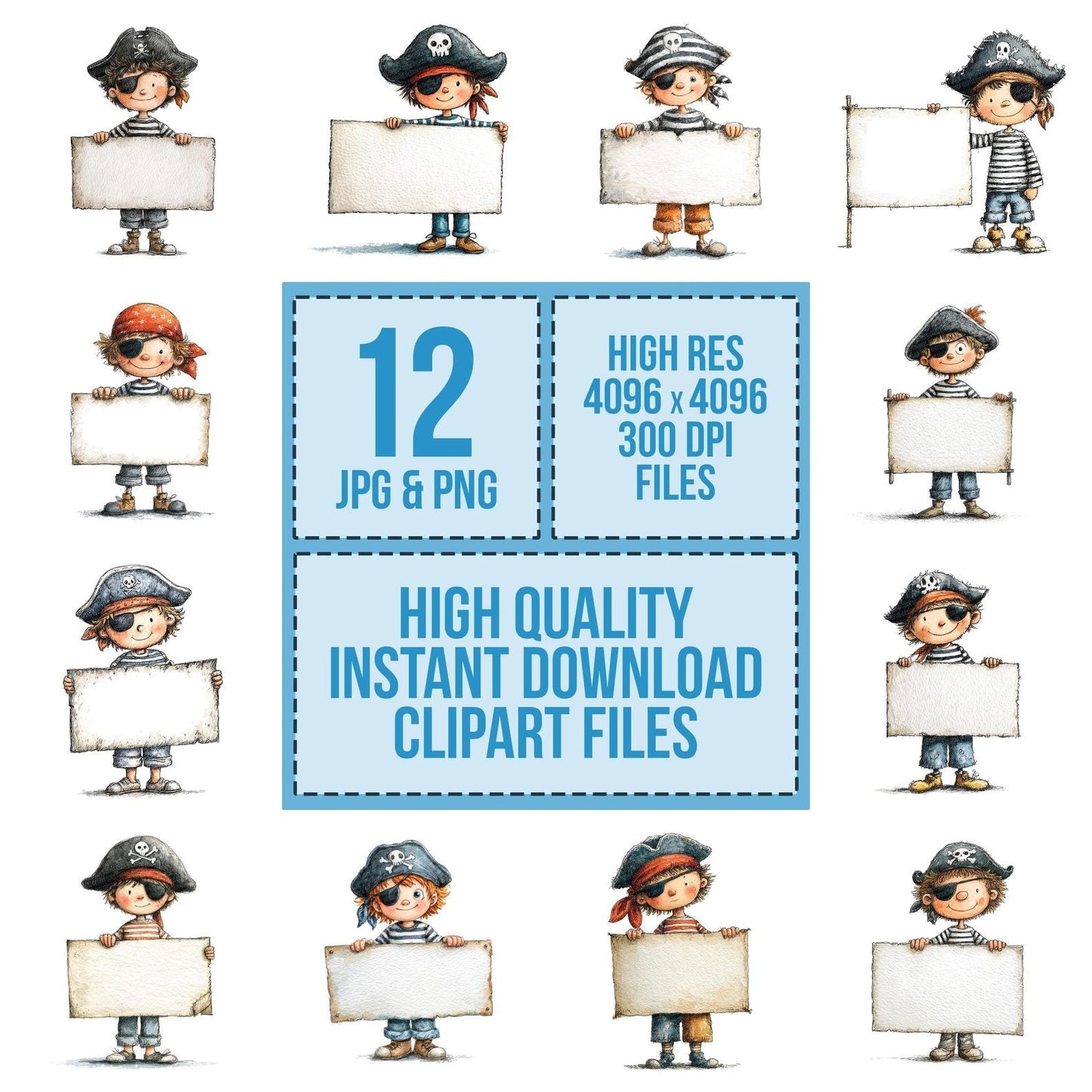 Pirate Boy with Banner Clipart Set (DDD006310)