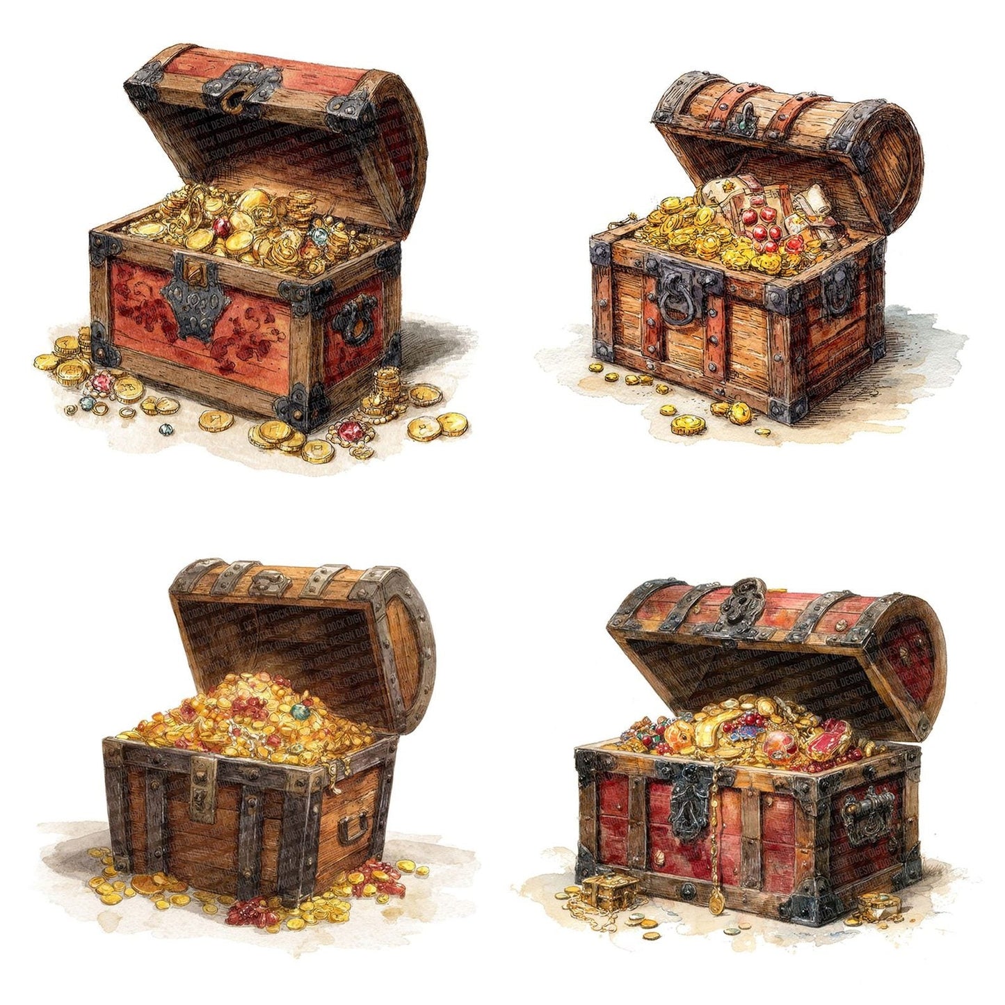 Pirate Treasure Chest Clipart Set (DDD006319)