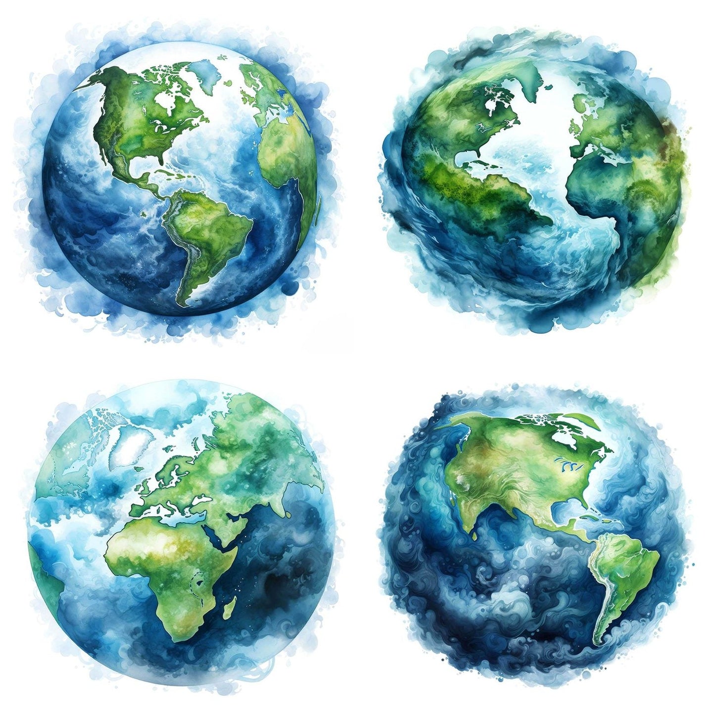 Planet Earth Watercolour Clipart Set (DDD006325)