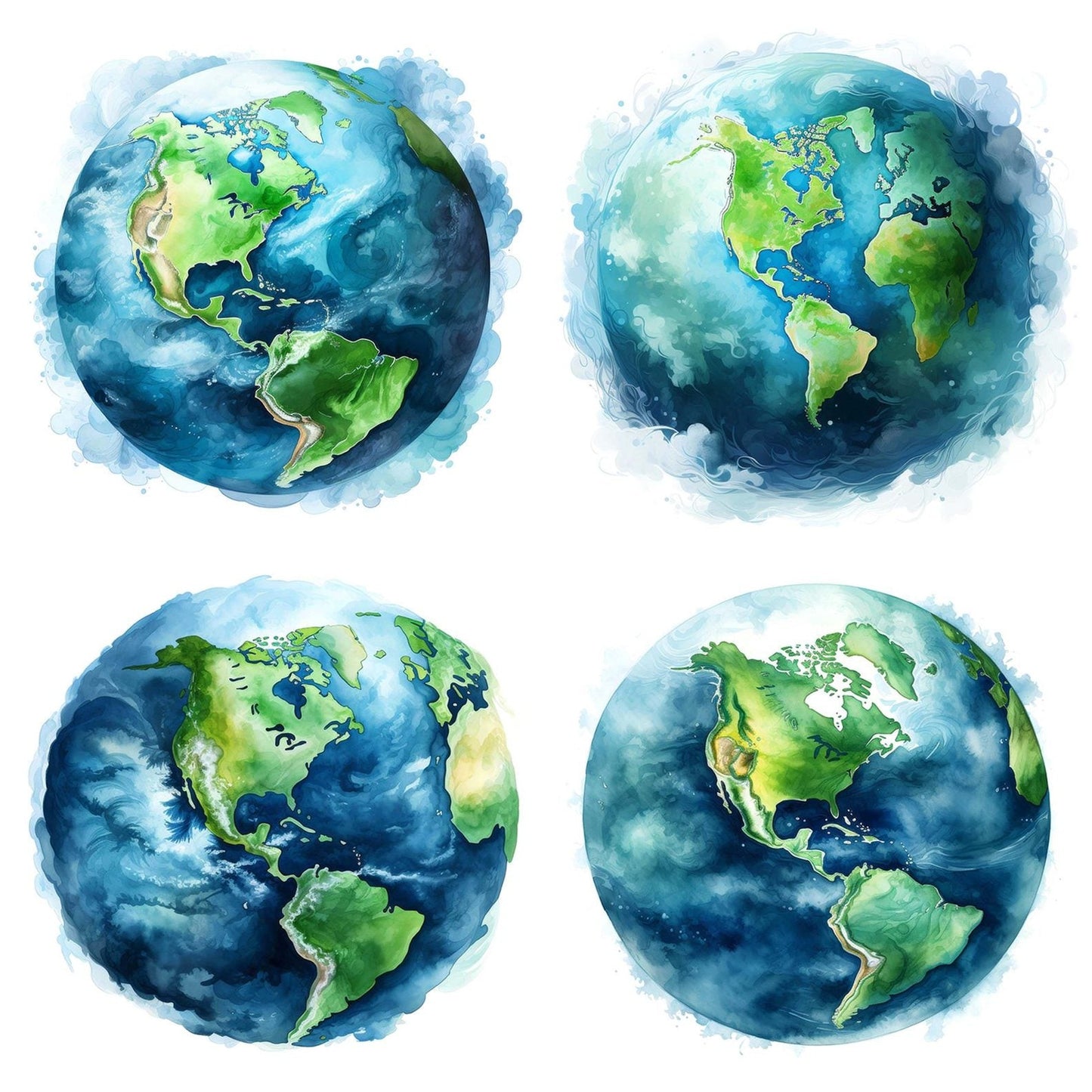 Planet Earth Watercolour Clipart Set (DDD006325)