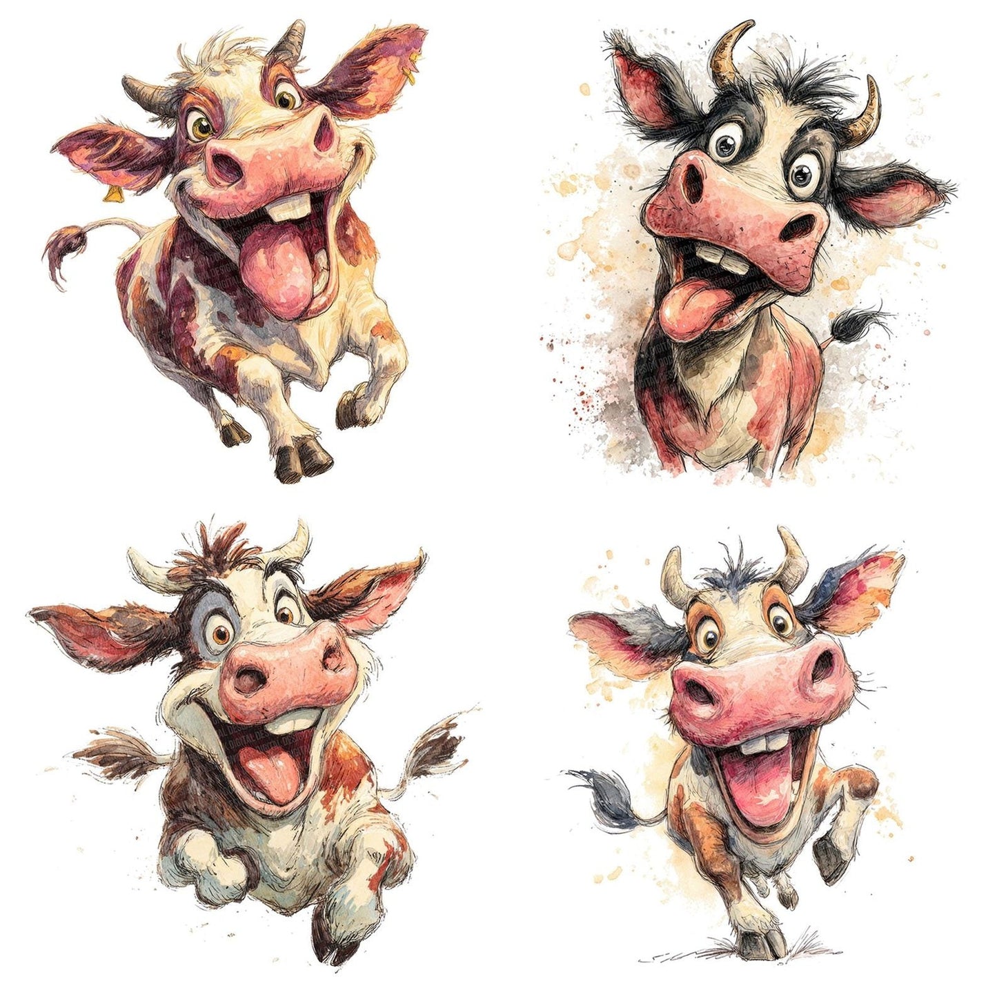 Playful Cow Character Clipart Set (DDD006326)