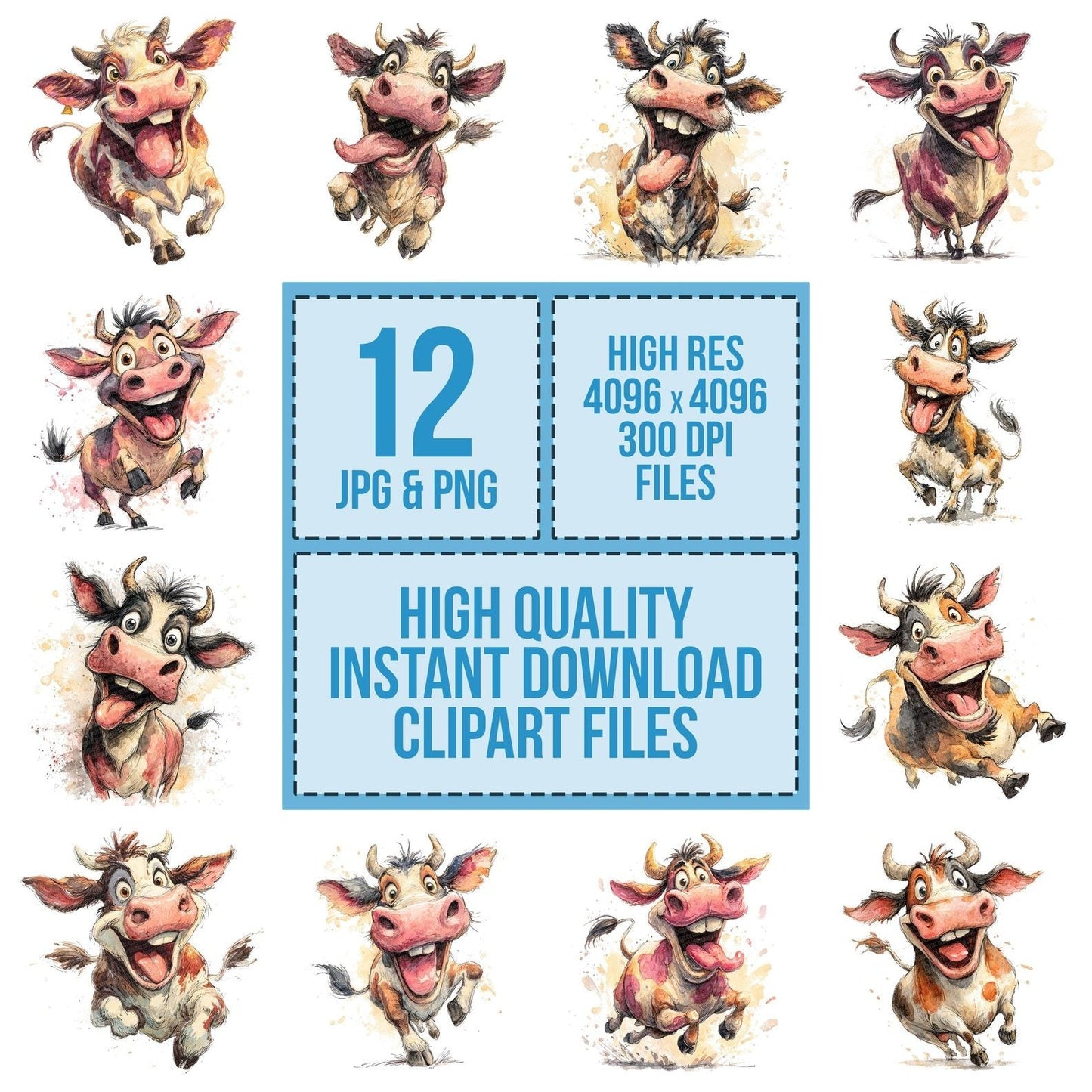 Playful Cow Character Clipart Set (DDD006326)