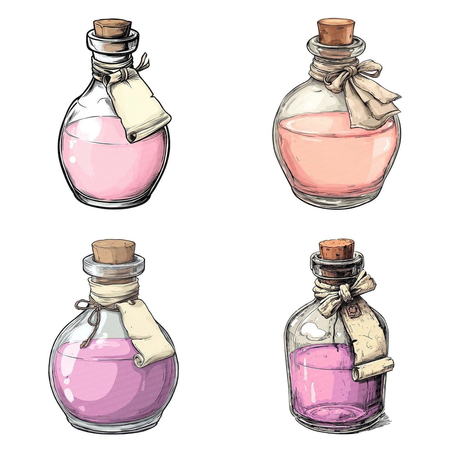 Potion Bottle Banner Clipart Set (DDD006335)