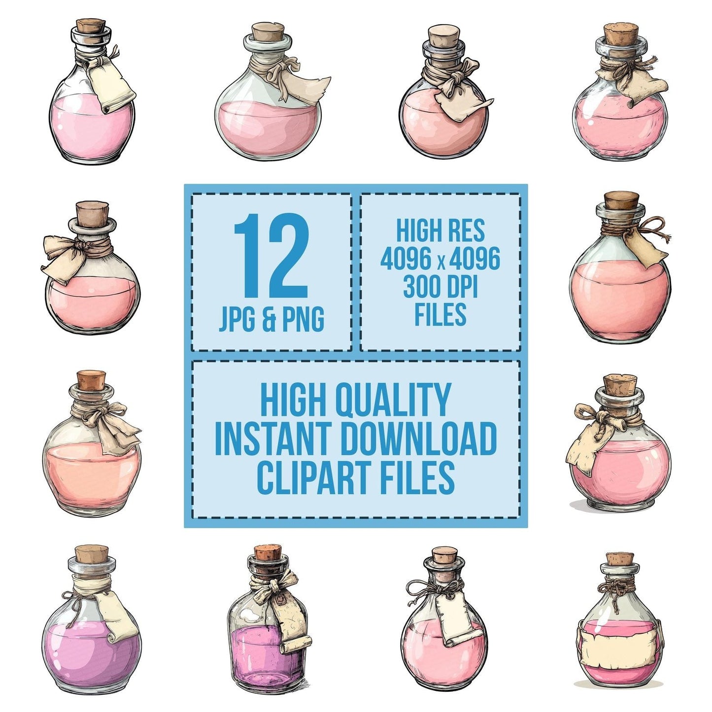 Potion Bottle Banner Clipart Set (DDD006335)