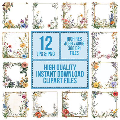 Pressed Flower Frame Clipart Set (DDD006351)