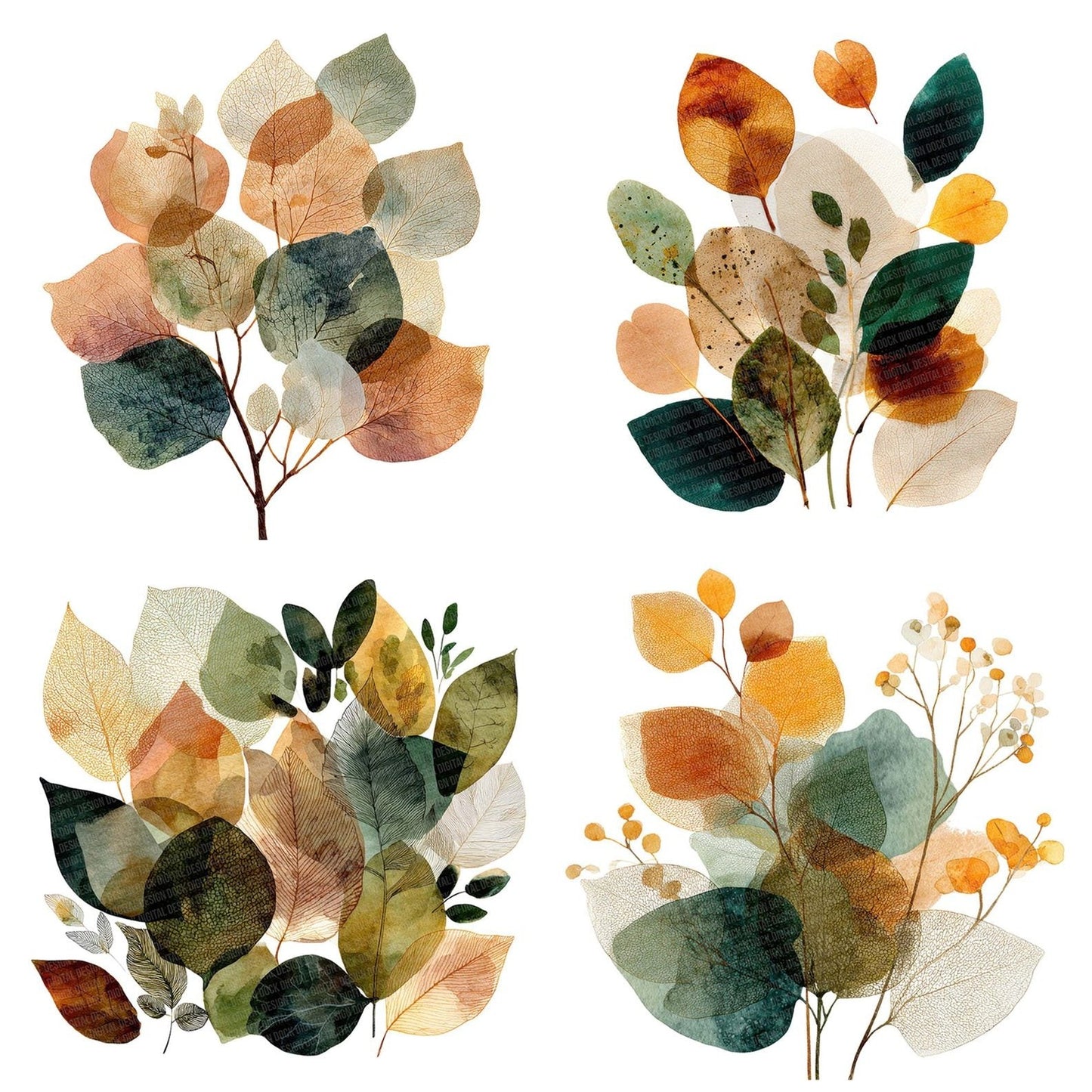 Pressed Leaf Collage Clipart Set (DDD006354)