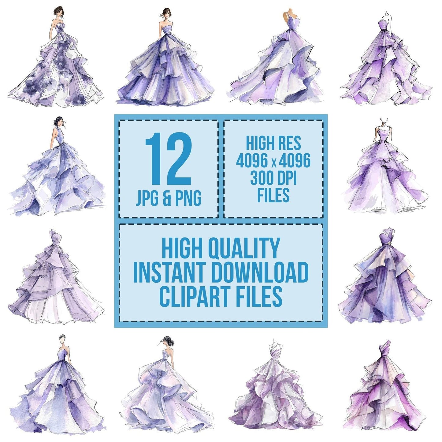 Princess Ball Gown Clipart Set (DDD006360)