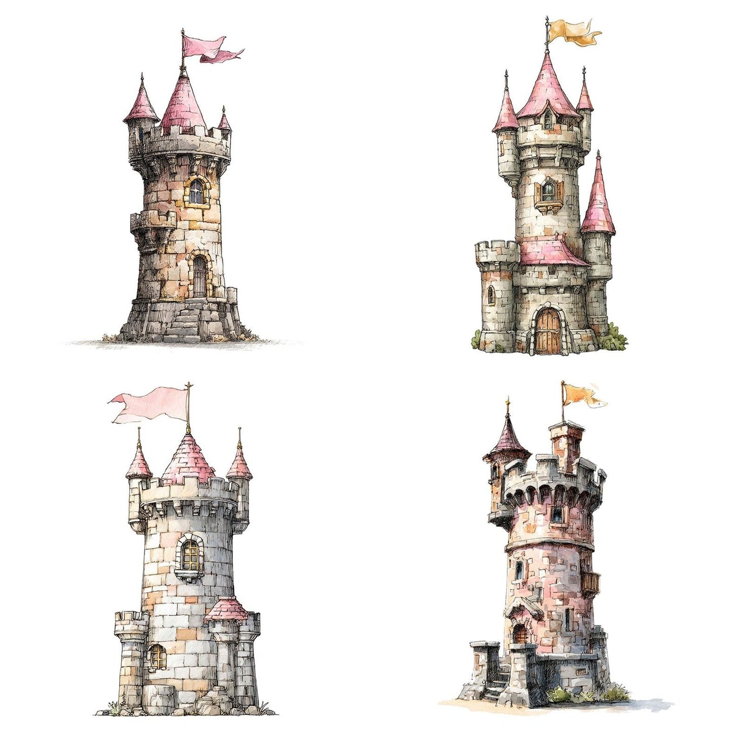 Princess Castle Tower Clipart Set (DDD006362)