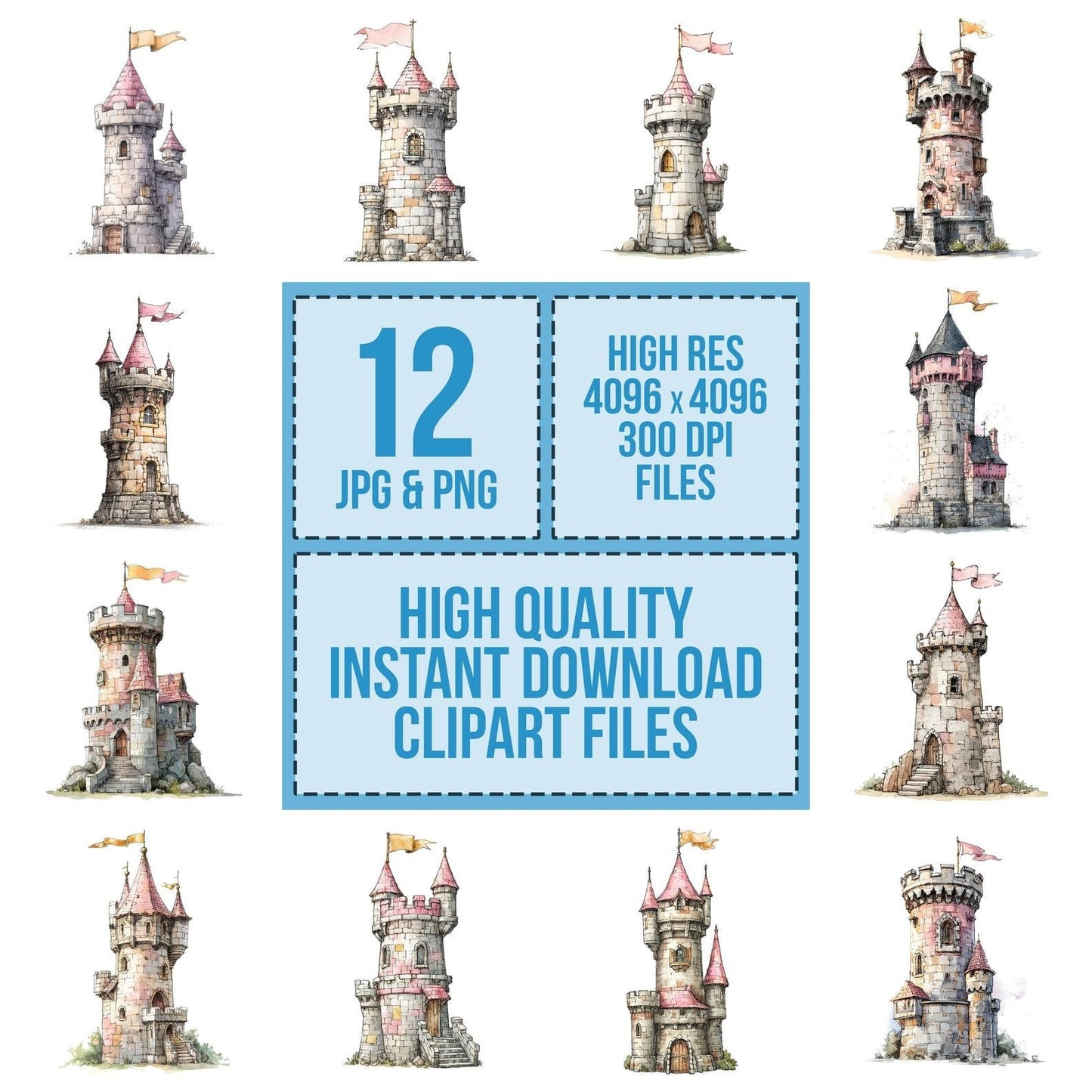 Princess Castle Tower Clipart Set (DDD006362)