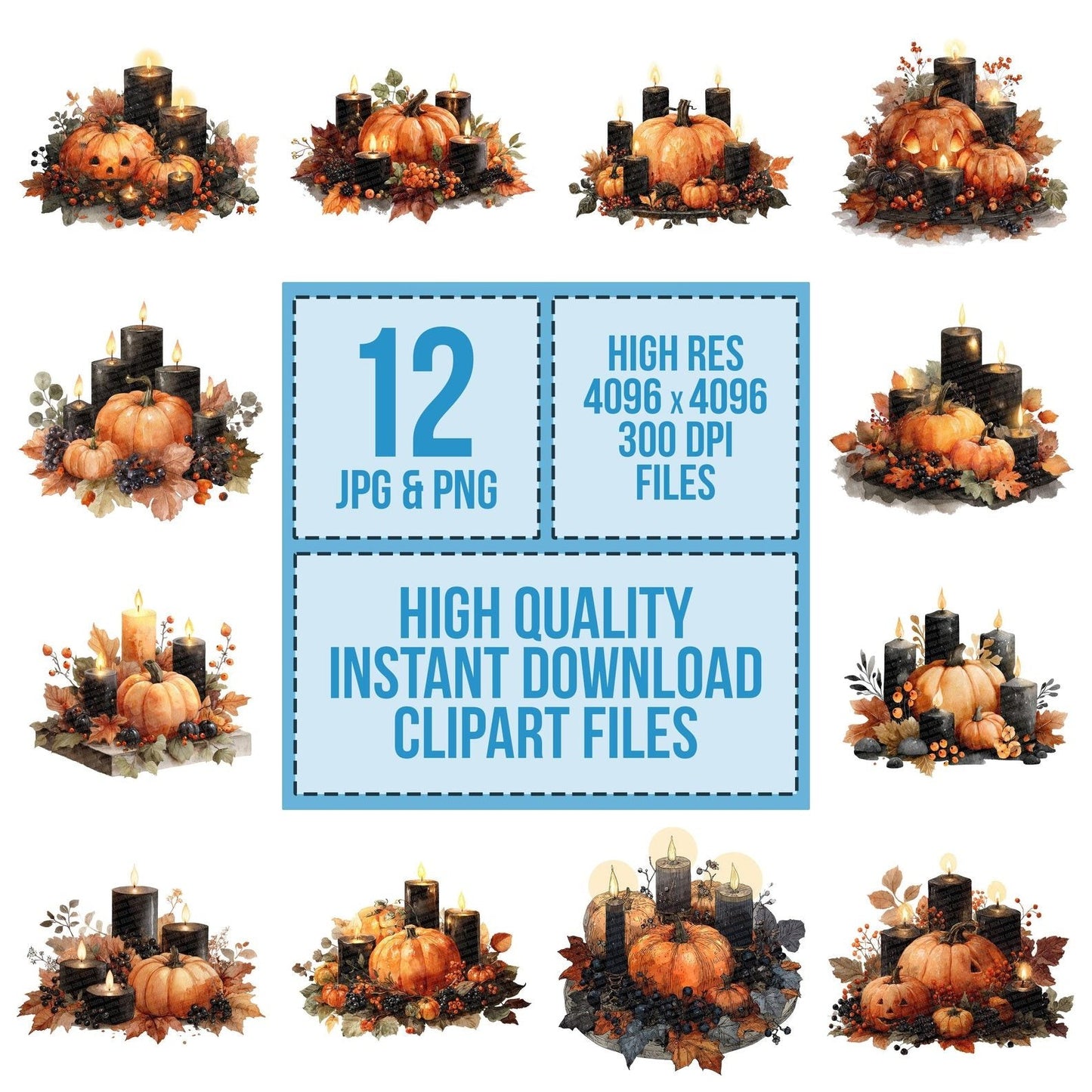 Pumpkin Candle Halloween Centrepiece Clipart Set (DDD006364)