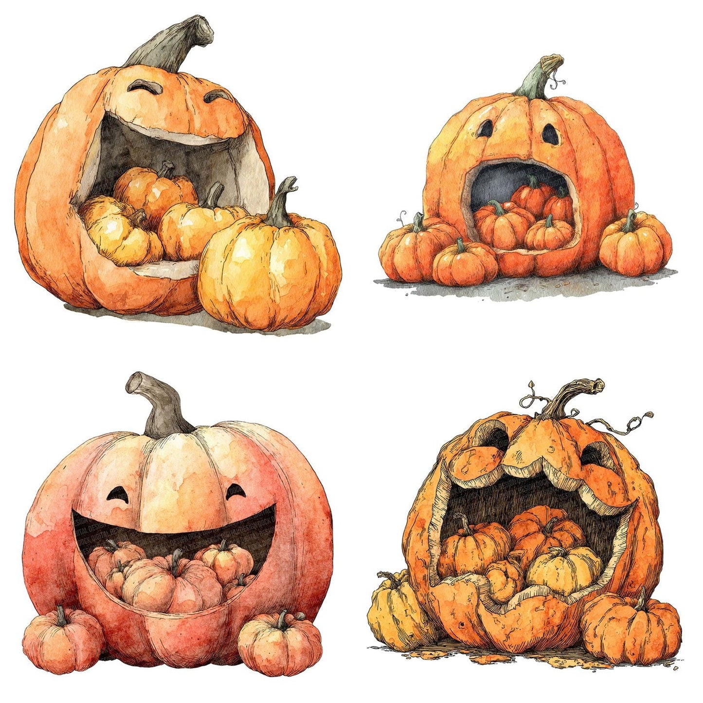 Pumpkin Eating Pumpkins Clipart Set (DDD006365)