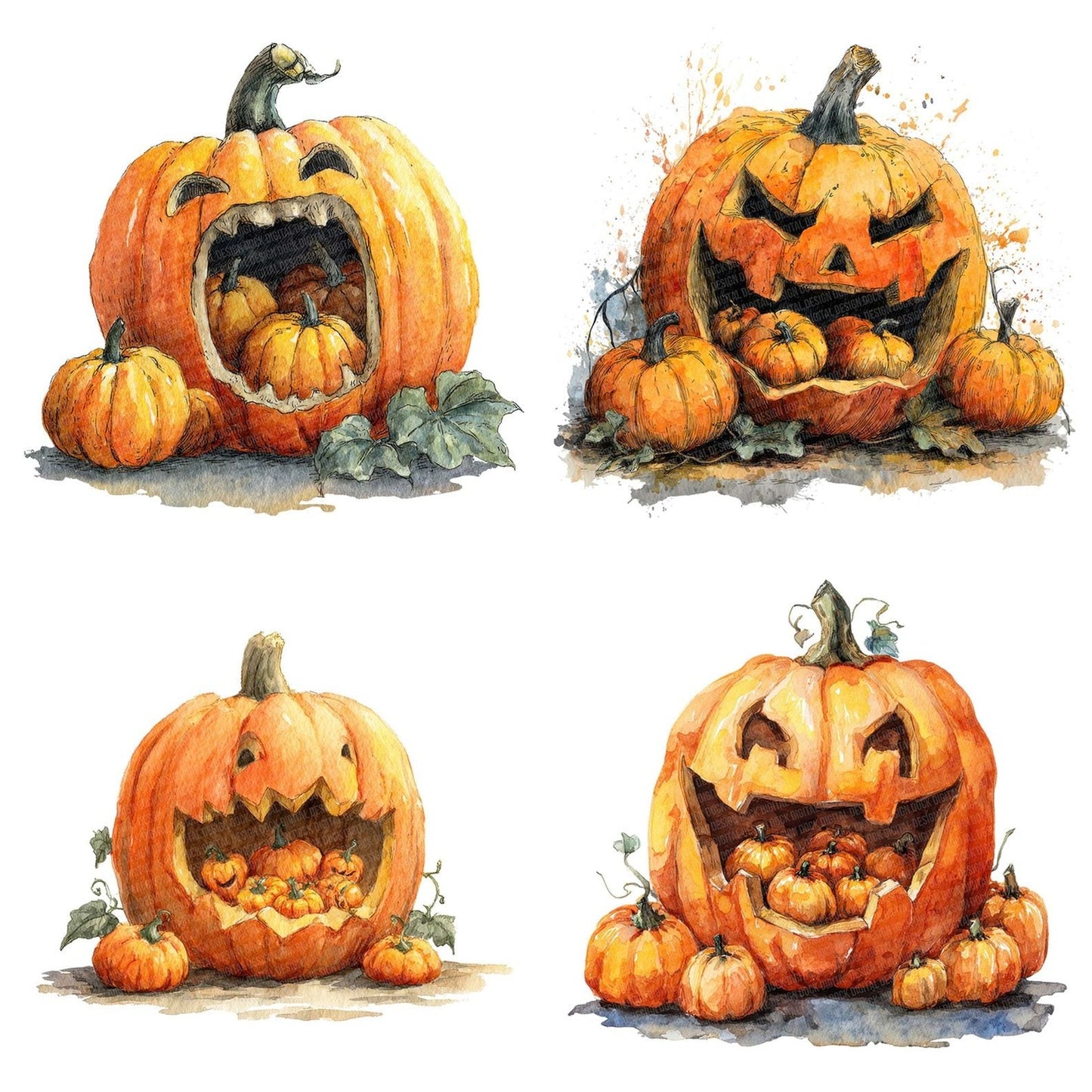 Pumpkin Eating Pumpkins Clipart Set (DDD006365)