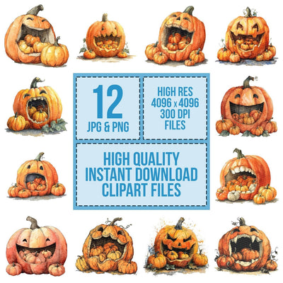 Pumpkin Eating Pumpkins Clipart Set (DDD006365)