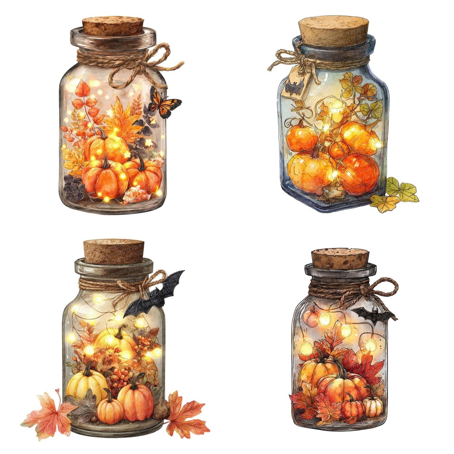 Pumpkin Glow Halloween Jar Clipart Set (DDD006366)