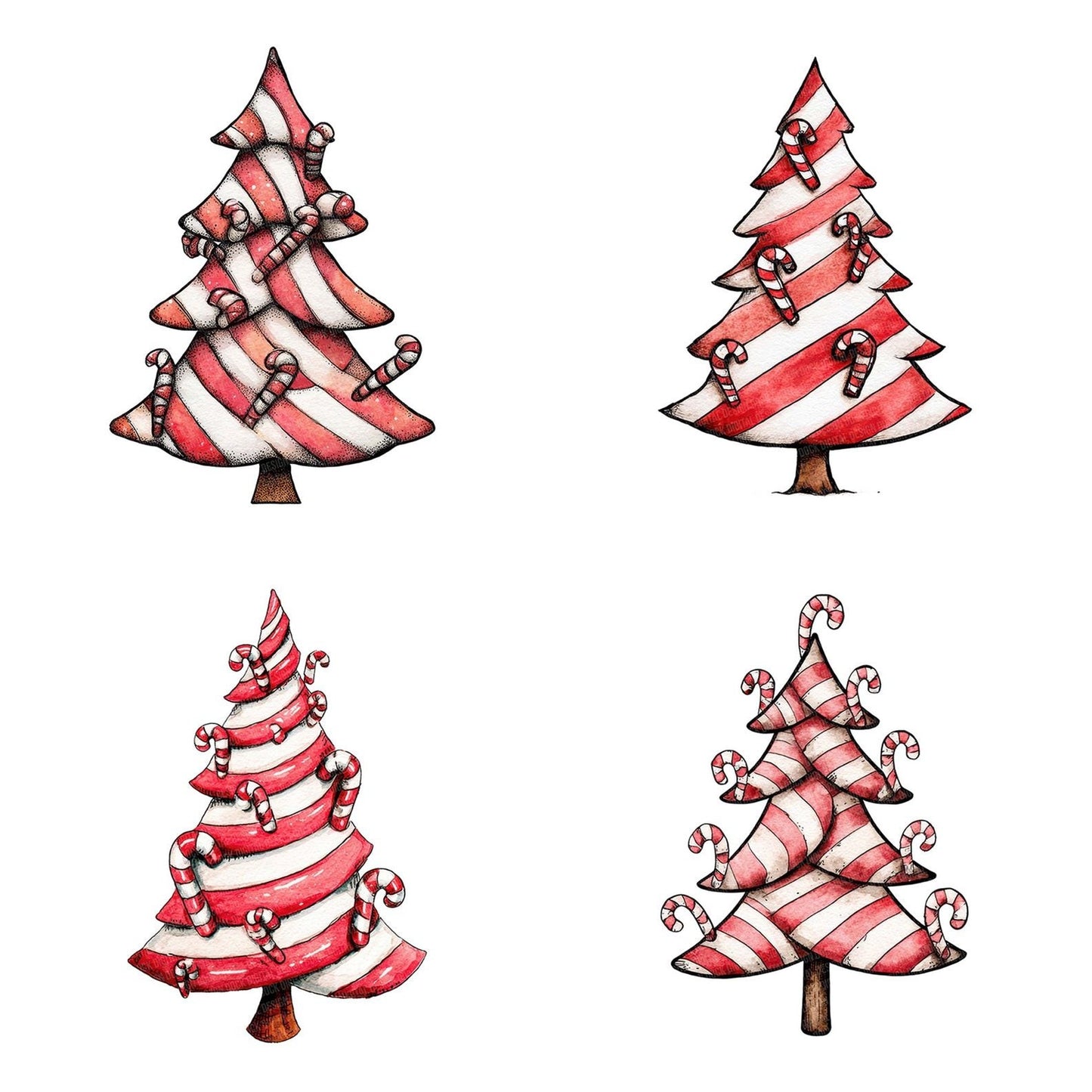 Quirky Candy Cane Christmas Tree Clipart Set (DDD006371)