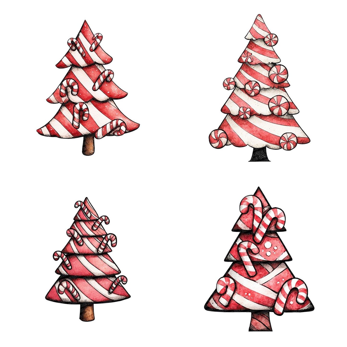 Quirky Candy Cane Christmas Tree Clipart Set (DDD006371)