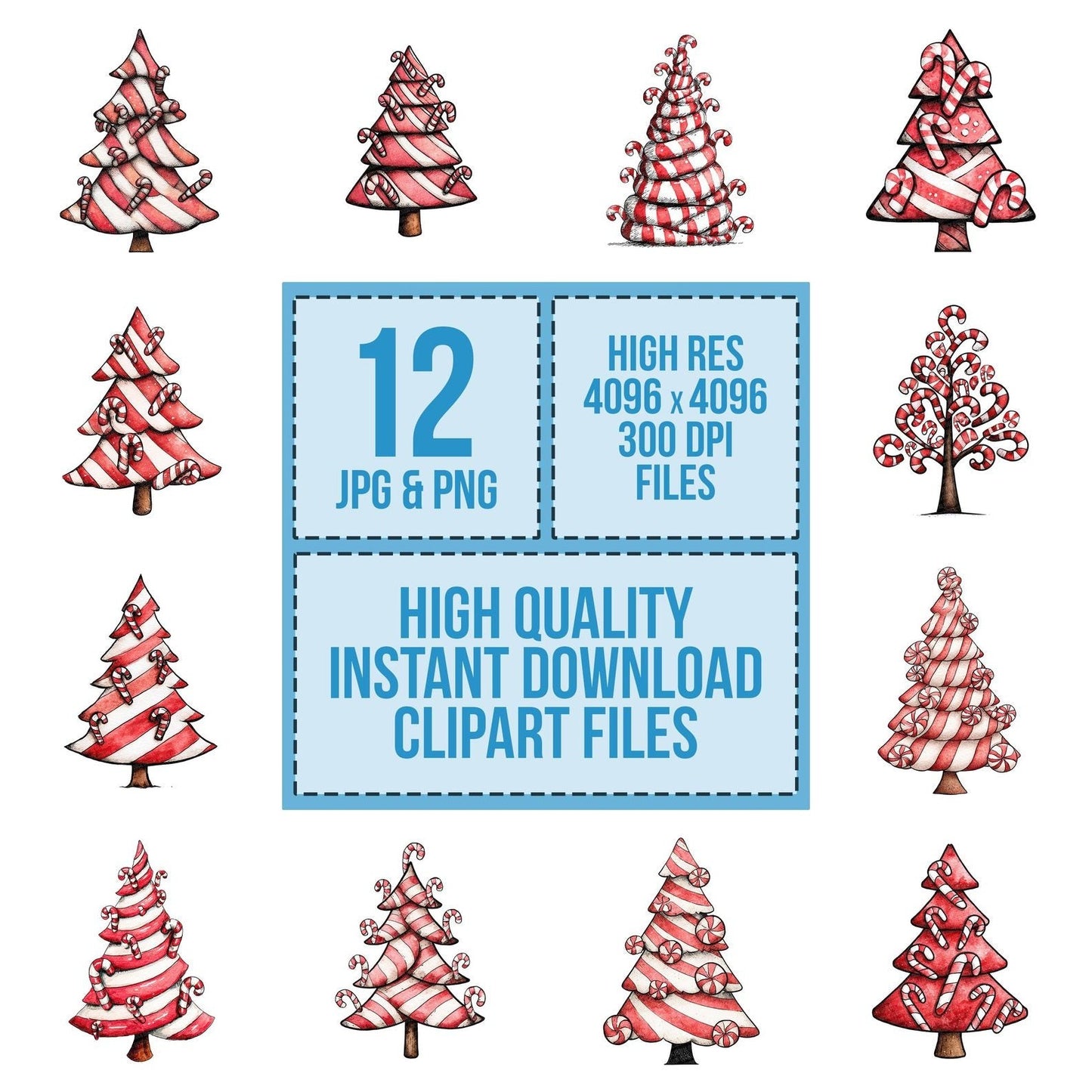 Quirky Candy Cane Christmas Tree Clipart Set (DDD006371)