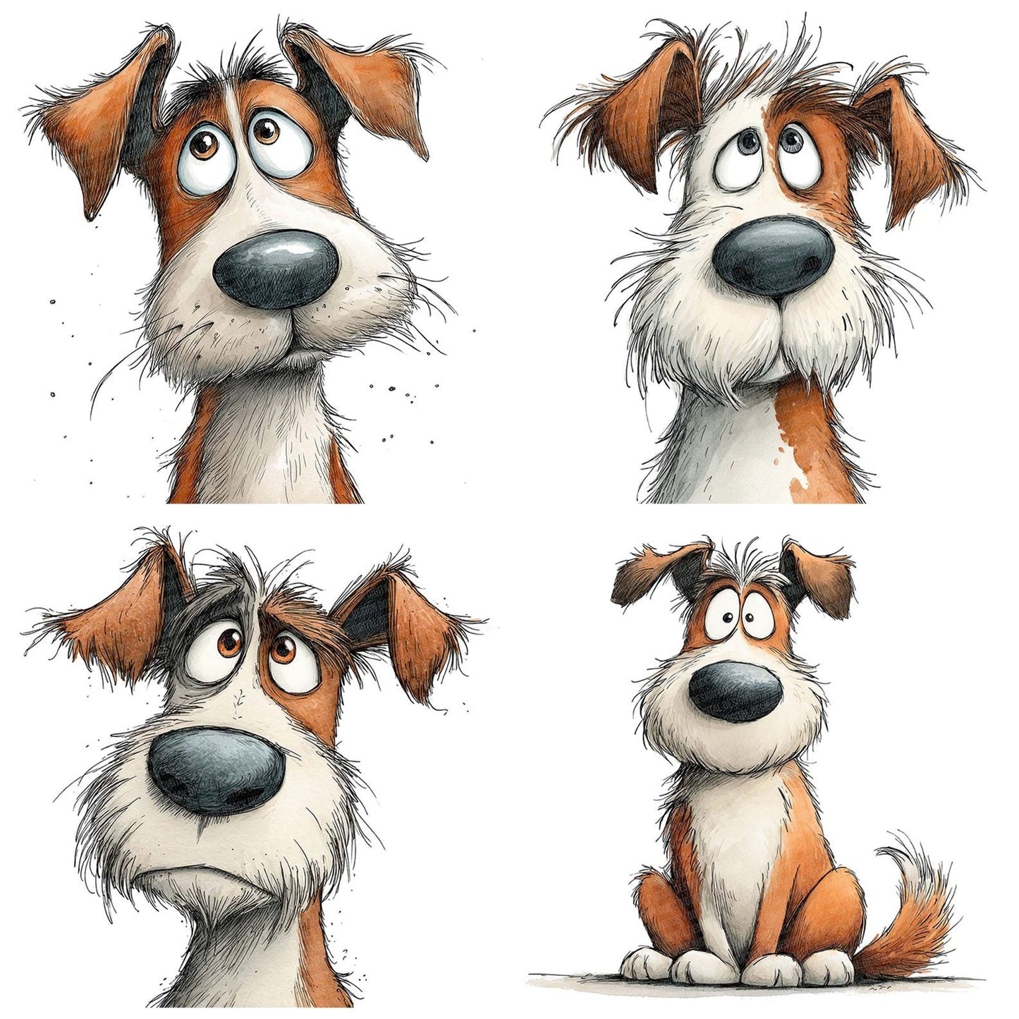 Quirky Dog Character Portrait Clipart Set (DDD006374)
