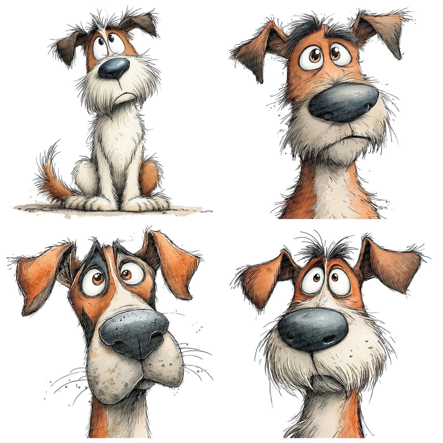 Quirky Dog Character Portrait Clipart Set (DDD006374)