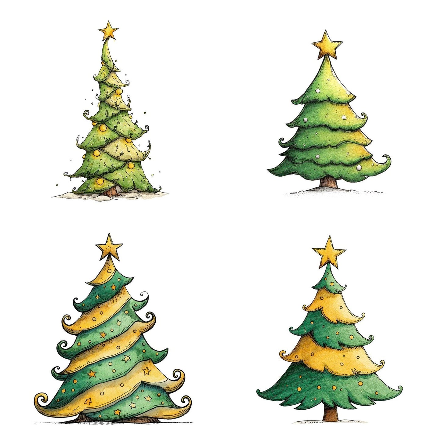 Quirky Xmas Tree Clipart Set (DDD006378)