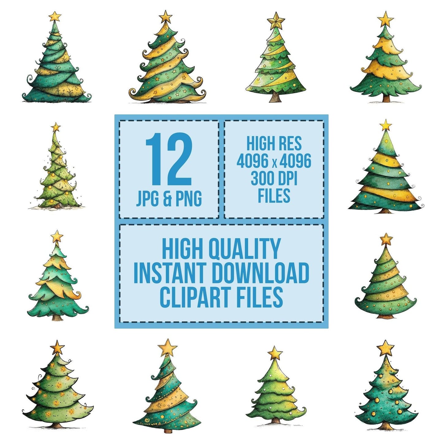 Quirky Xmas Tree Clipart Set (DDD006378)