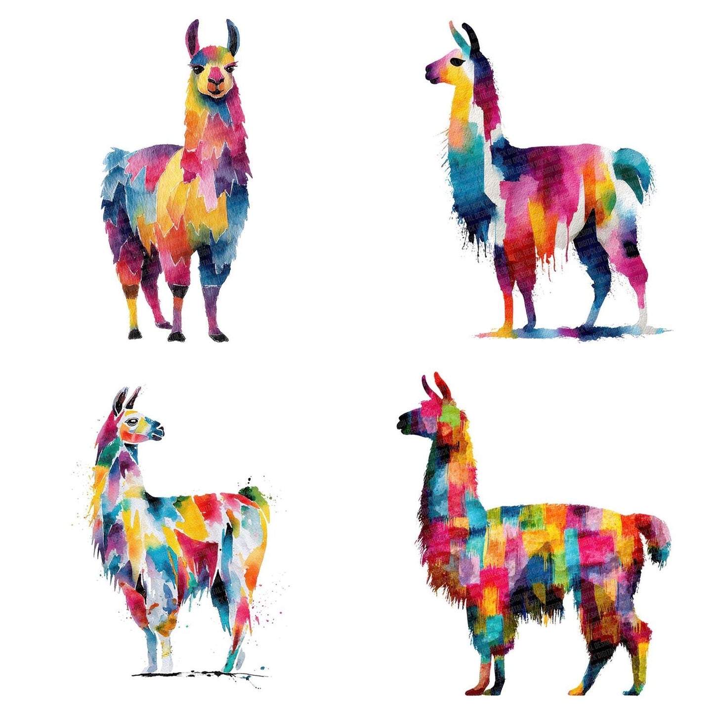 Rainbow Abstract Llama Clipart Set (DDD006386)