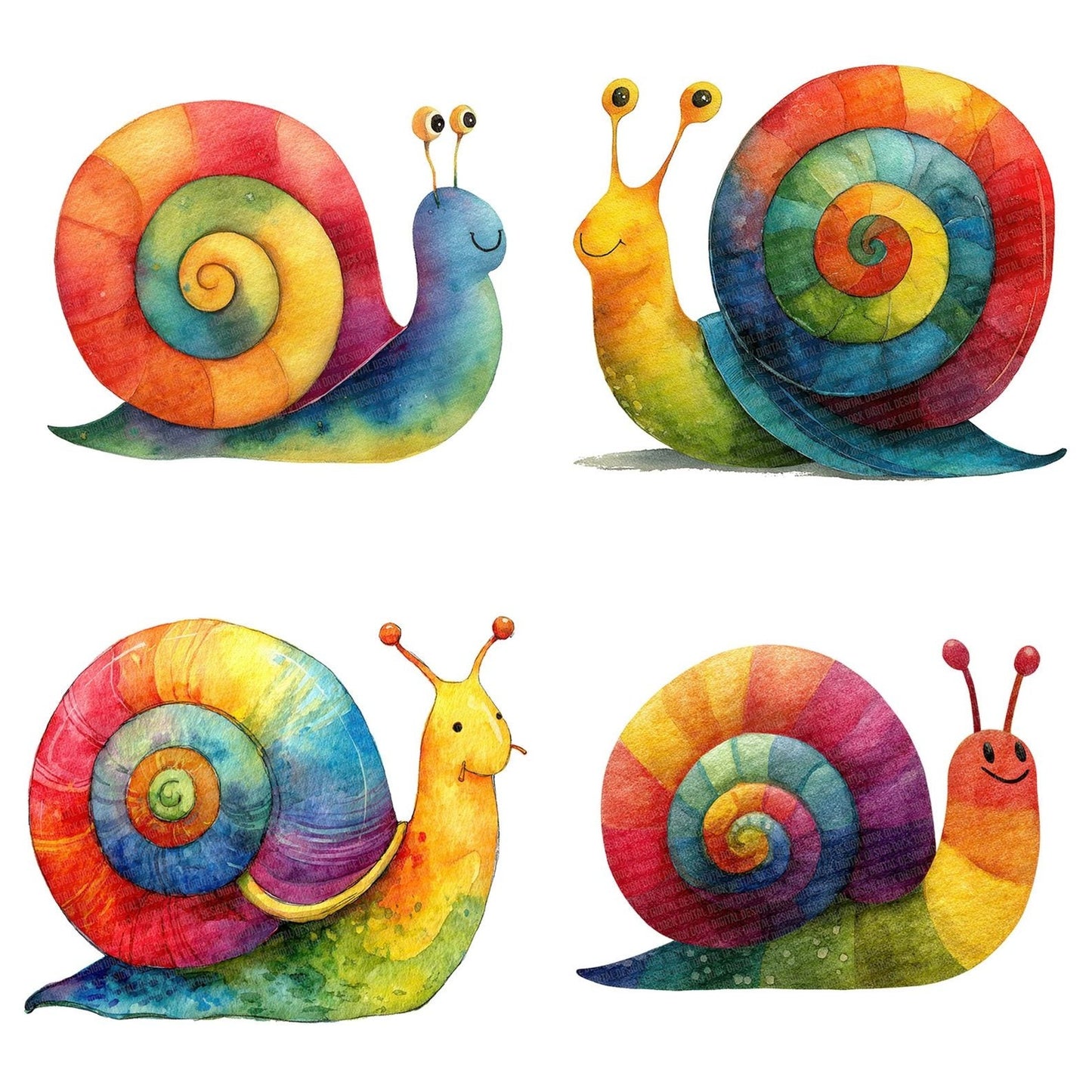 Rainbow Shell Snail Clipart Set (DDD006389)
