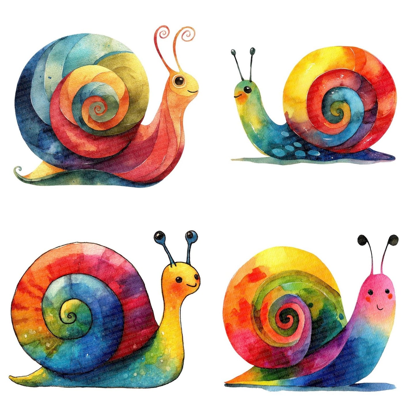 Rainbow Shell Snail Clipart Set (DDD006389)