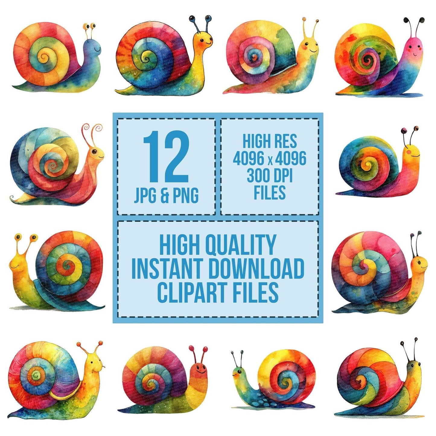 Rainbow Shell Snail Clipart Set (DDD006389)