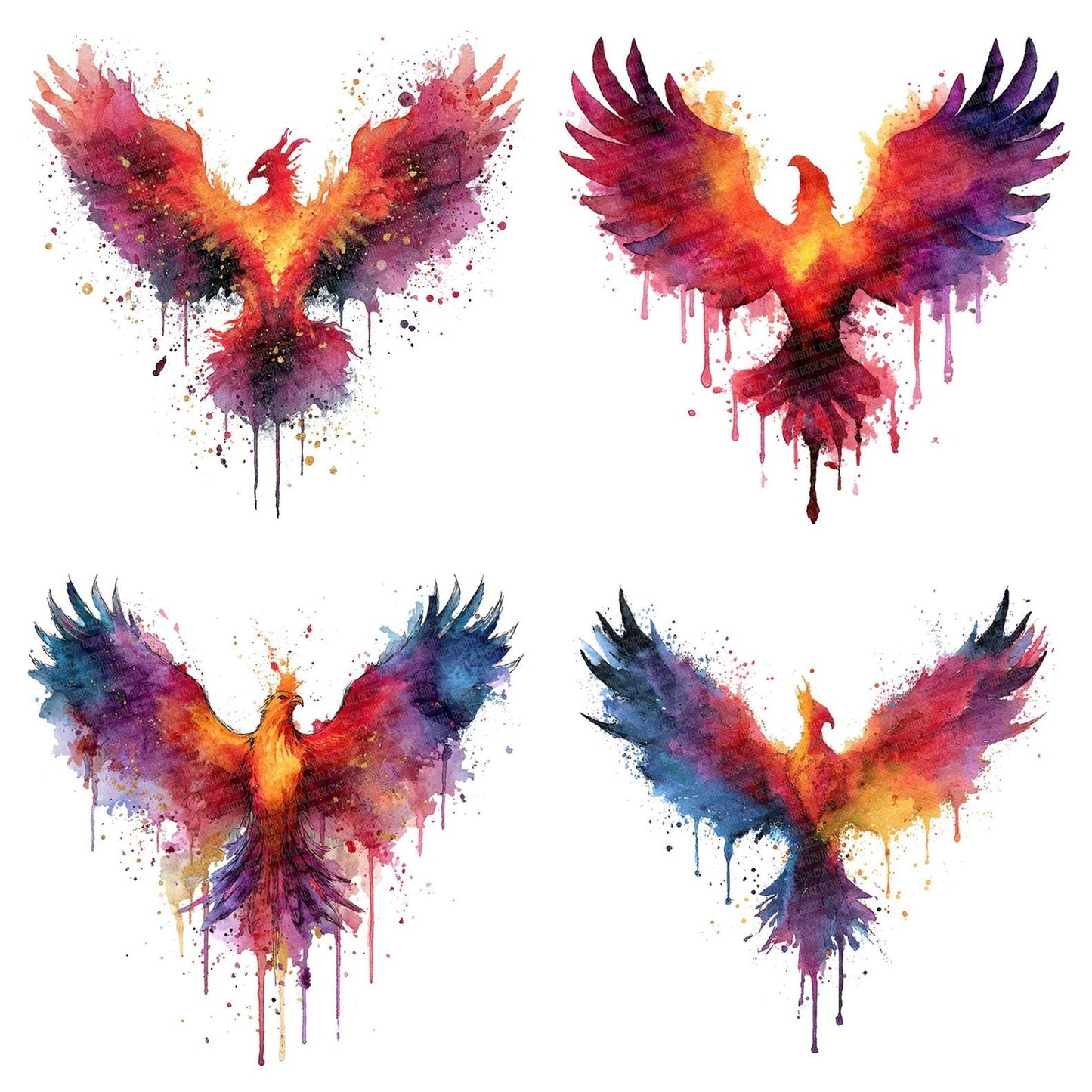 Rainbow Splash Phoenix Clipart Set (DDD006390)