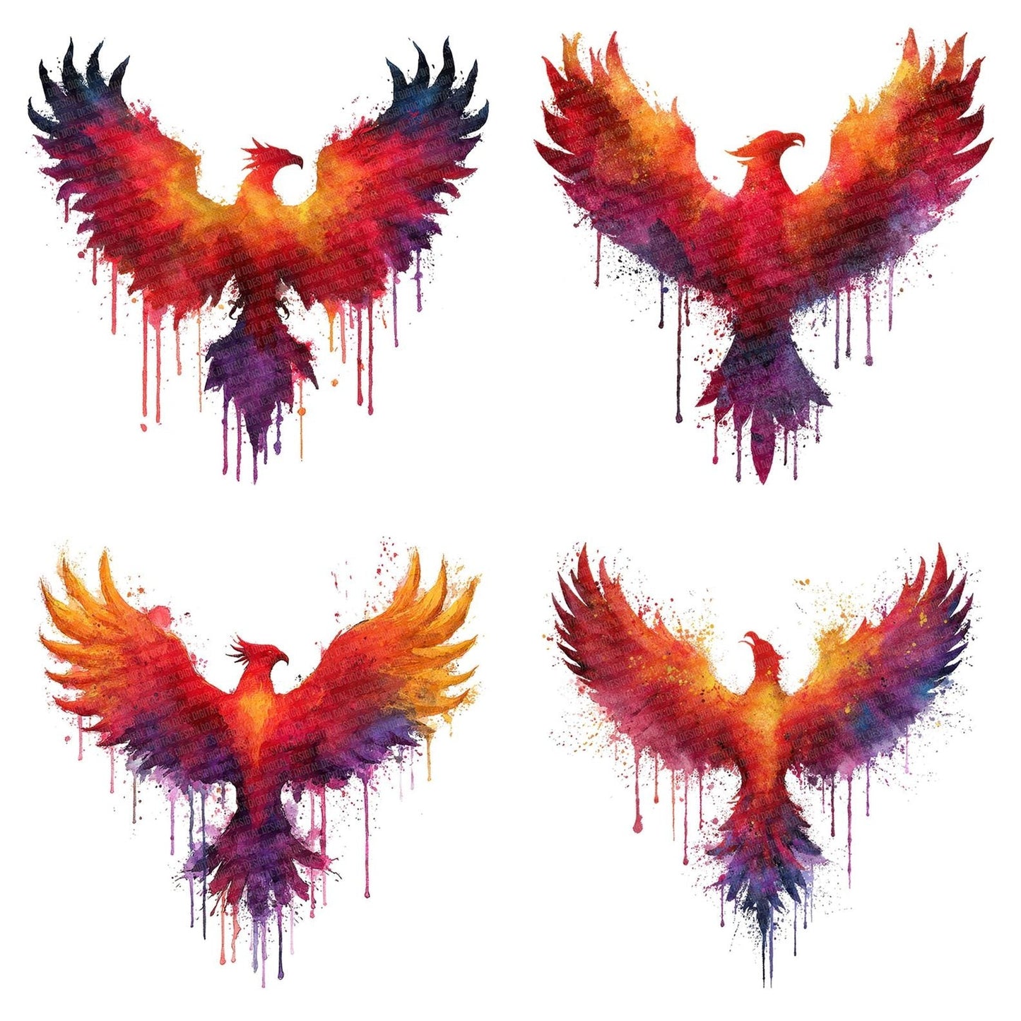 Rainbow Splash Phoenix Clipart Set (DDD006390)