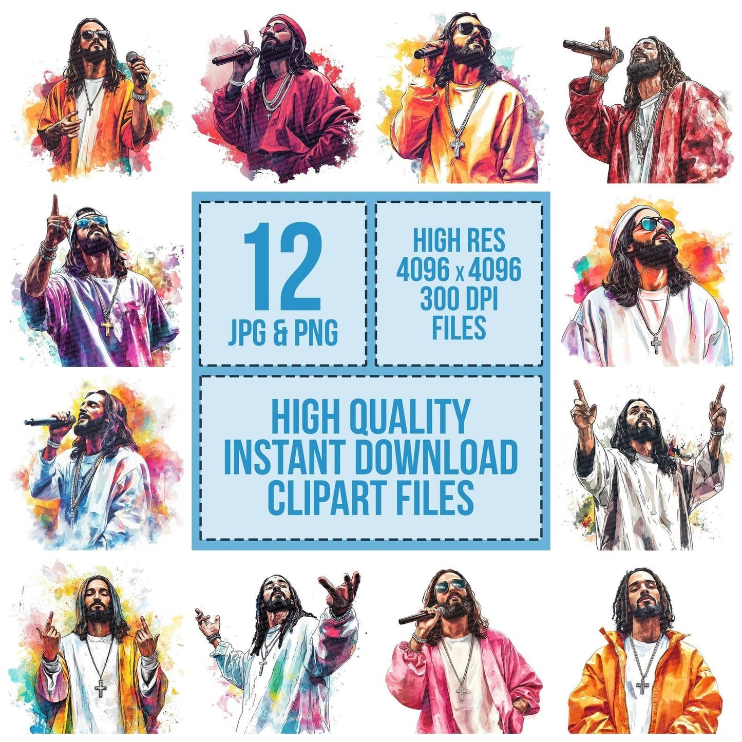 Rapper Jesus Clipart Set (DDD006393)