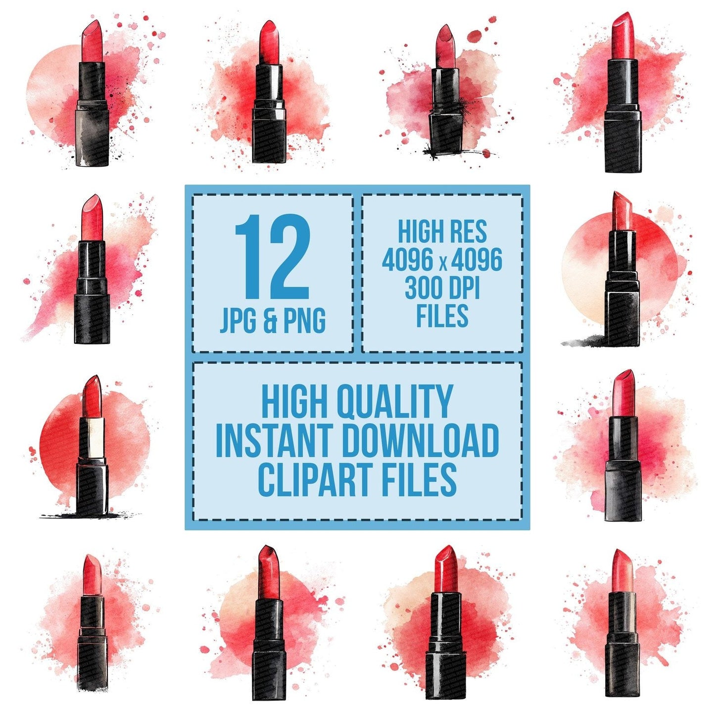 Red Lipstick Watercolour Clipart Set (DDD006405)