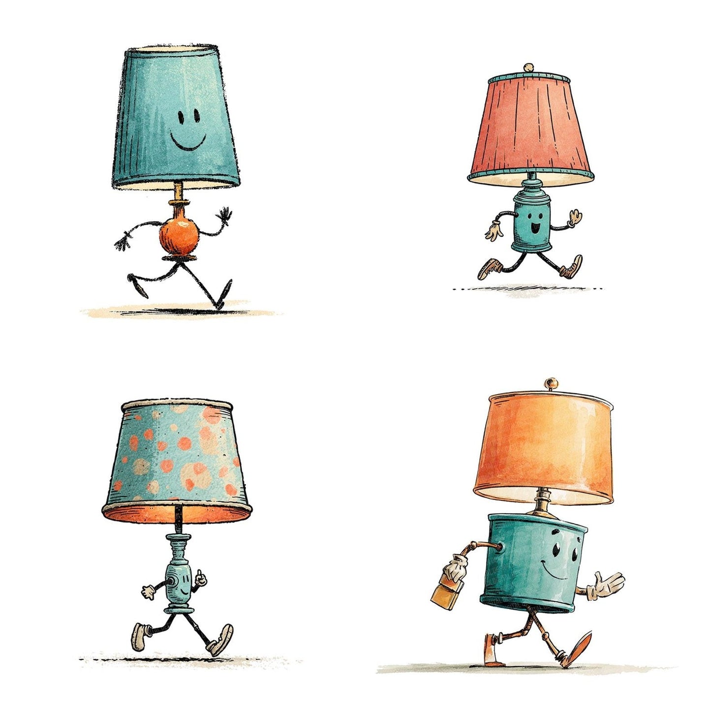 Retro Lamp Character Clipart Set (DDD006414)