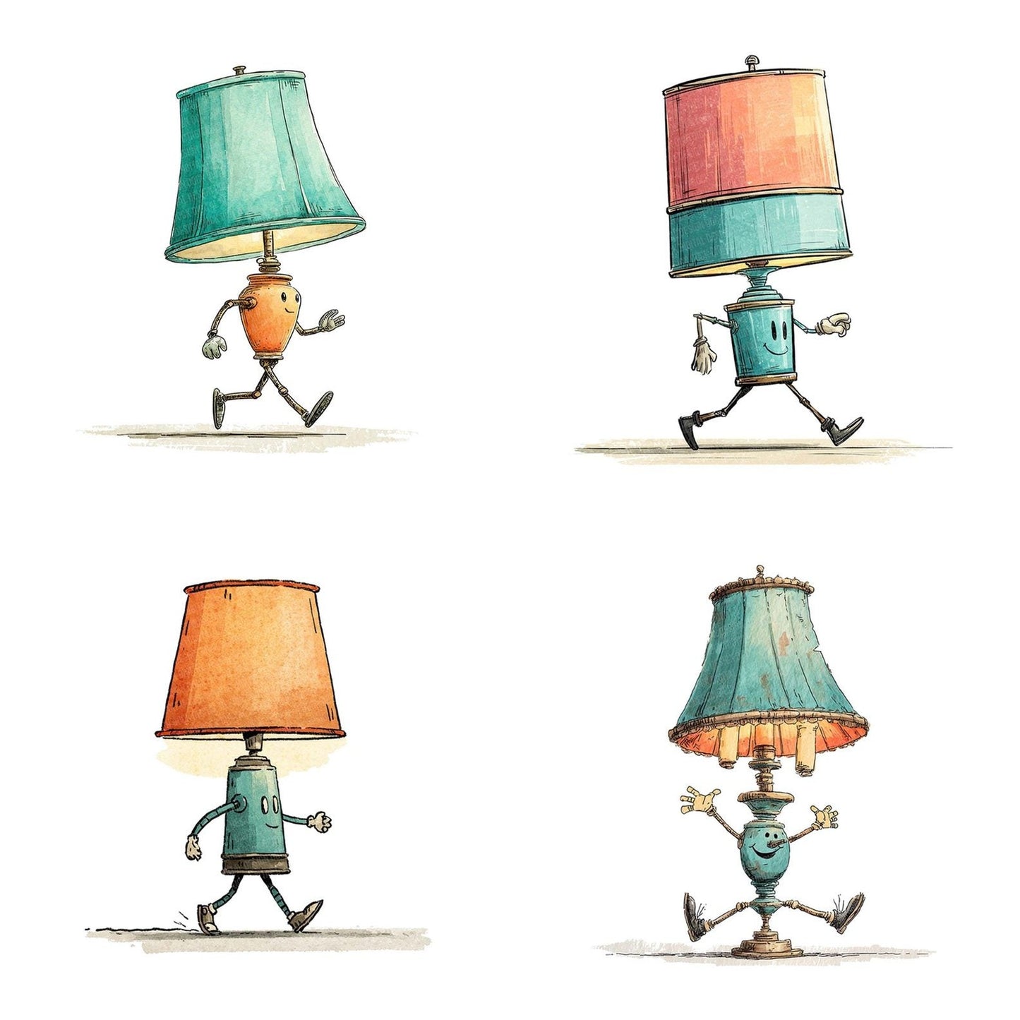 Retro Lamp Character Clipart Set (DDD006414)