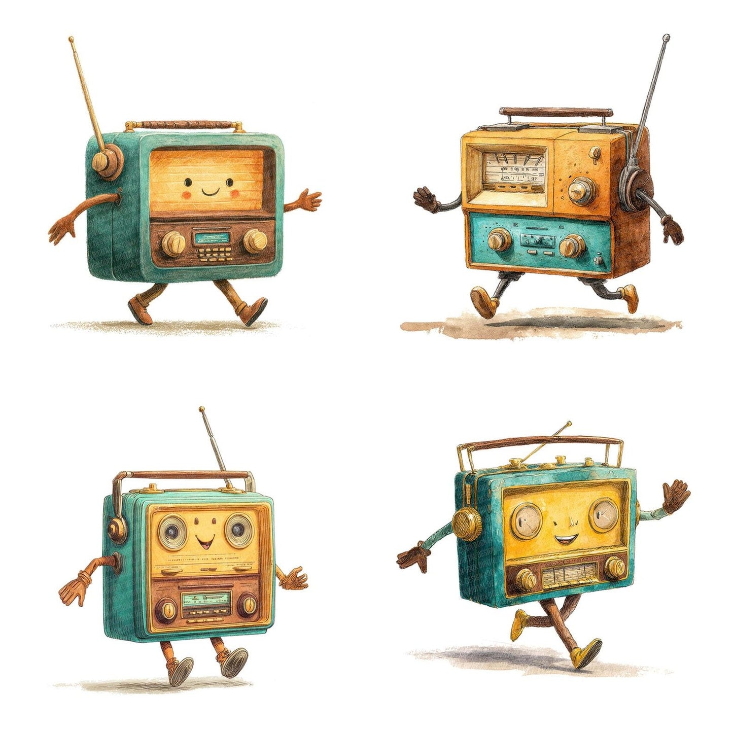Retro Radio Character Clipart Set (DDD006417)