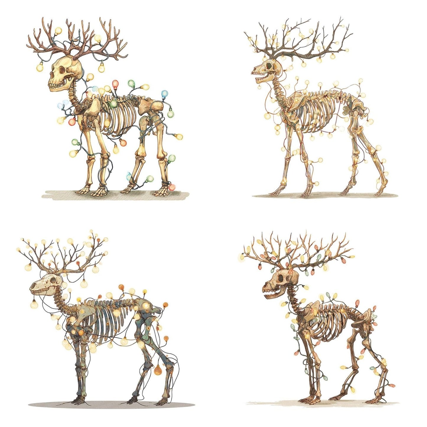 Retro Reindeer Skeleton Clipart Set (DDD006419)