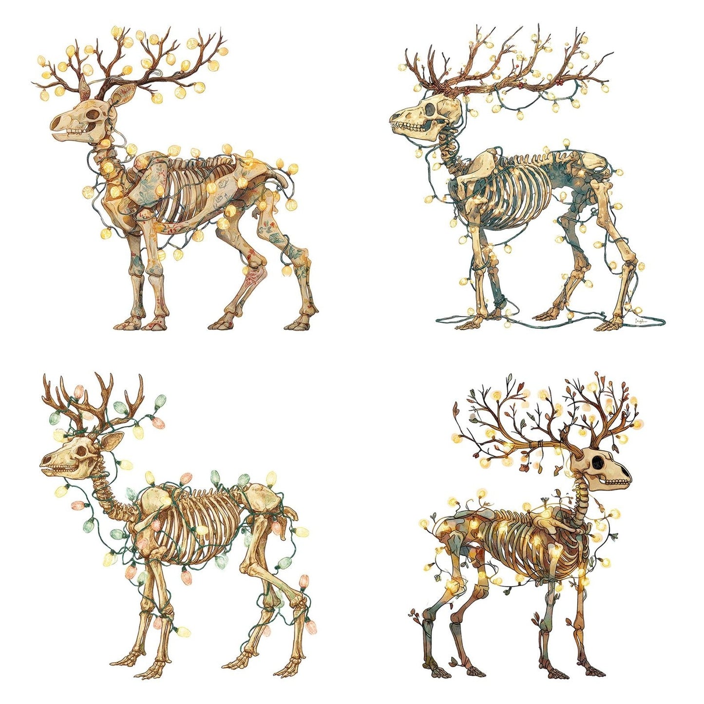 Retro Reindeer Skeleton Clipart Set (DDD006419)