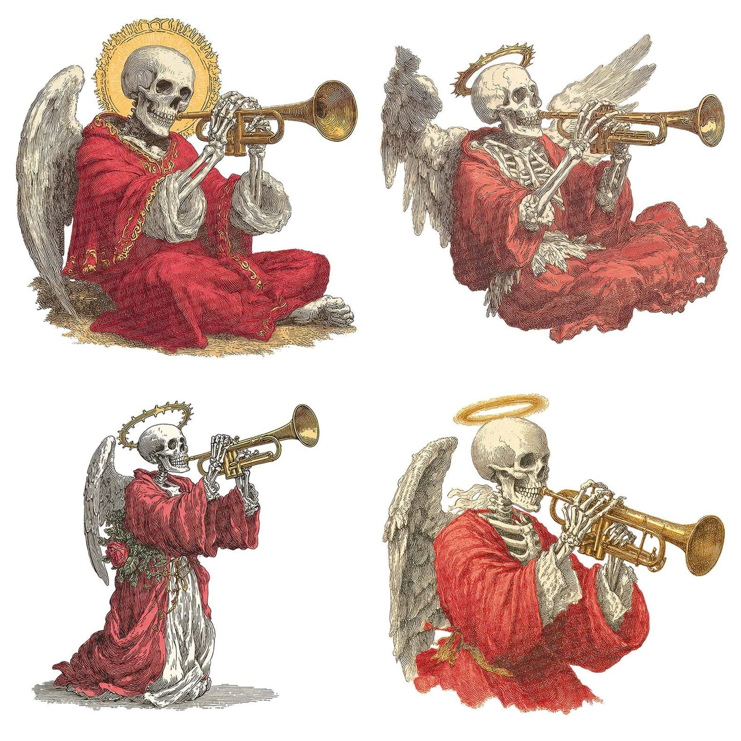 Retro Skeleton Angel Clipart Set (DDD006421)