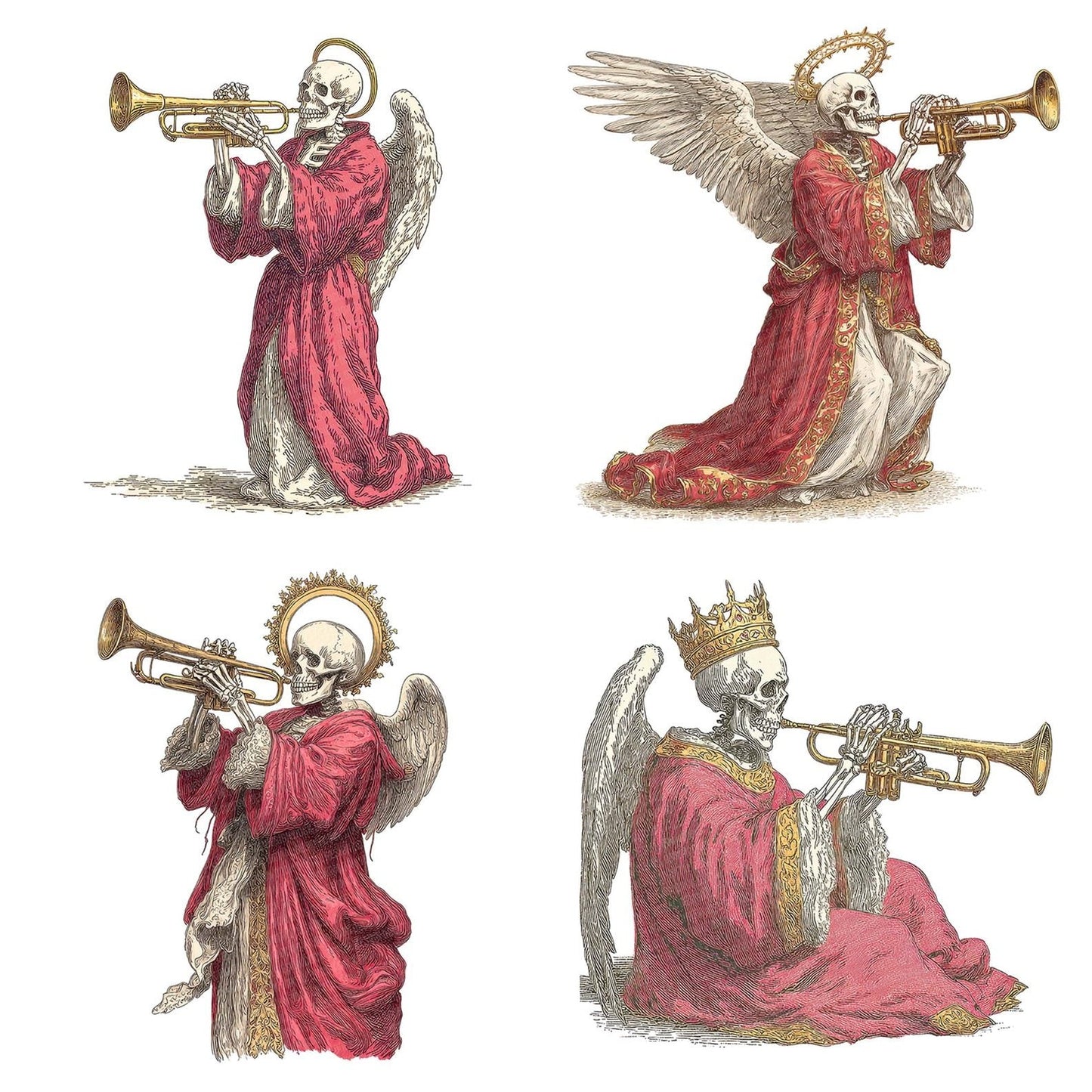 Retro Skeleton Angel Clipart Set (DDD006421)