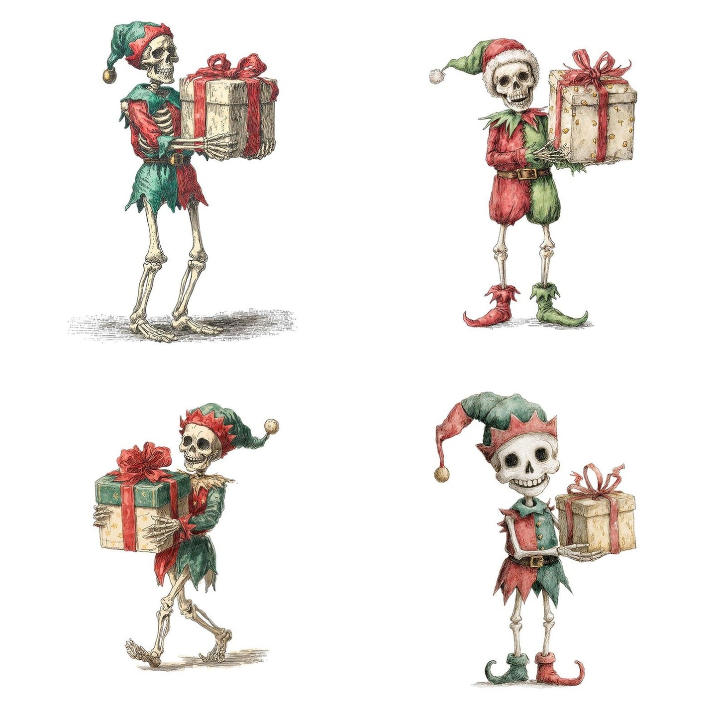 Retro Skeleton Elf Clipart Set (DDD006423)