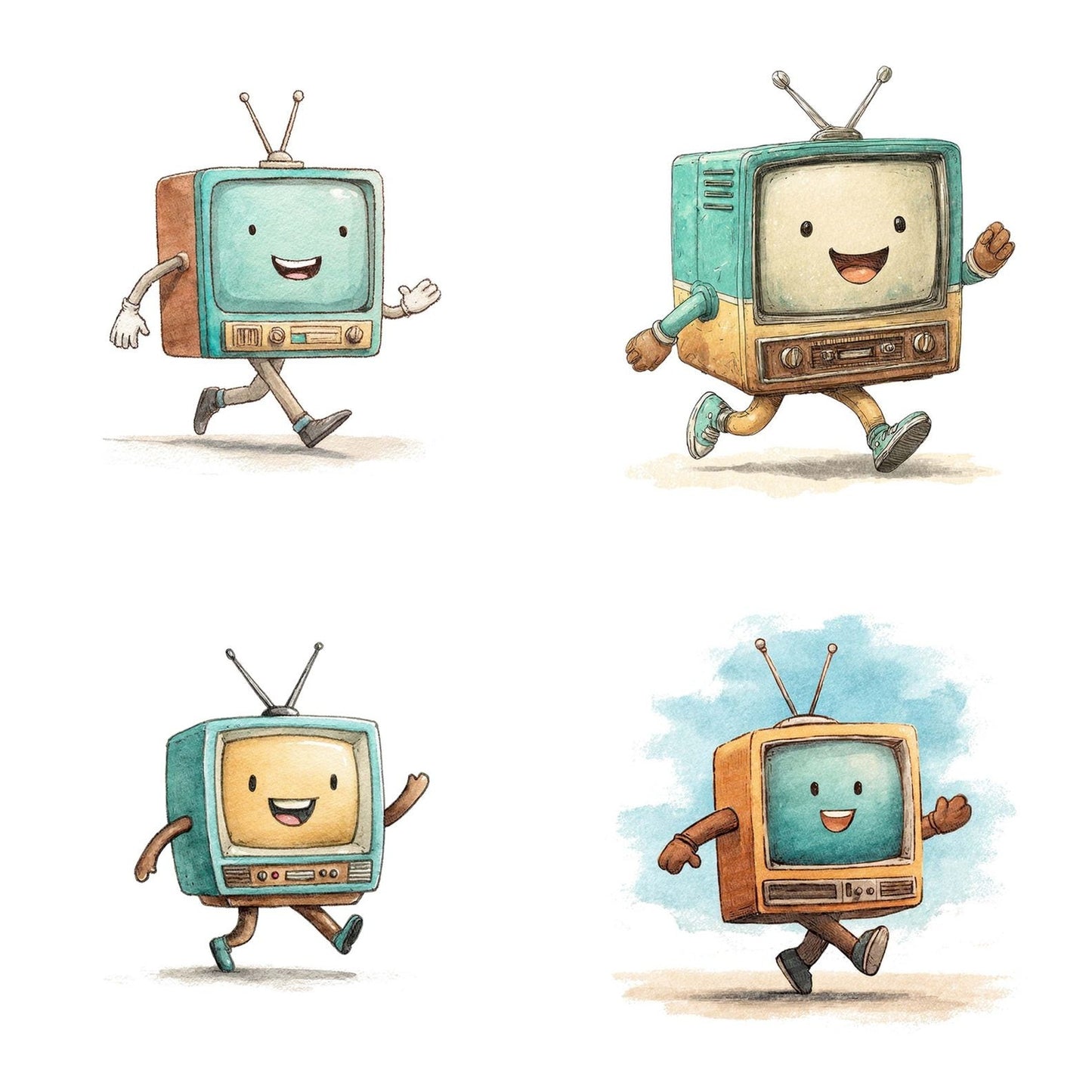 Retro TV Character Clipart Set (DDD006427)