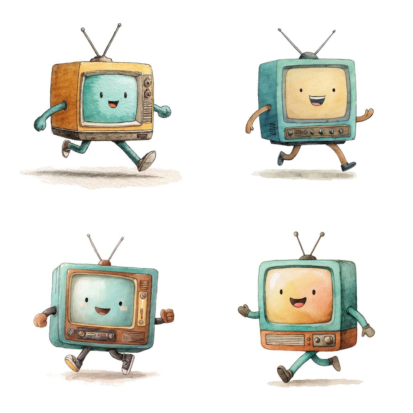 Retro TV Character Clipart Set (DDD006427)