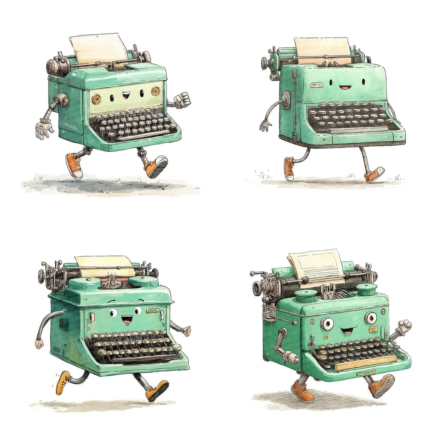 Retro Typewriter Character Clipart Set (DDD006428)